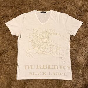 Burberry Black Label Logo V-Neck T-Shirt Tee White Size 3